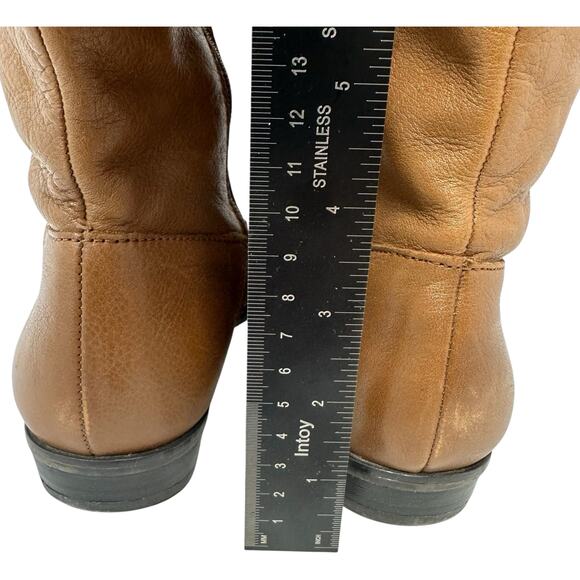 ALDO Tall Midcalf Riding Boots Womens Sz 8 Camel Brown Leather Expandable Calf - Picture 11 of 15